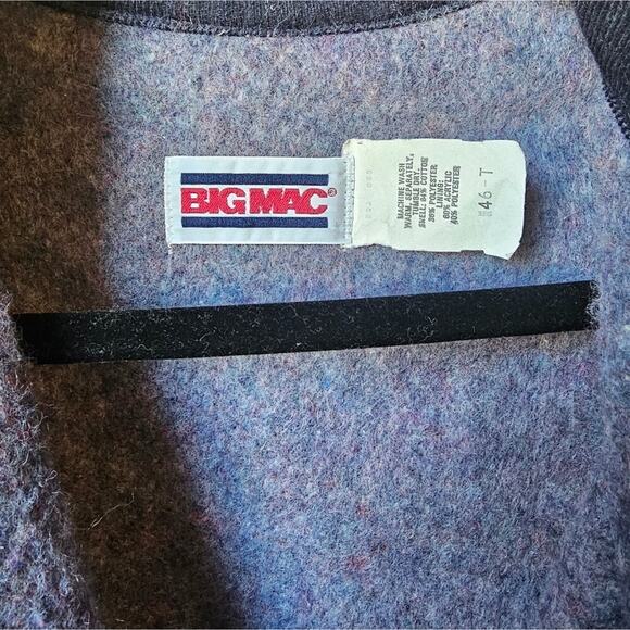 Vintage 1960-1970's Big Mac Denim Fleece Lined Work Wear Coverall Jacket Utility - Picture 6 of 12